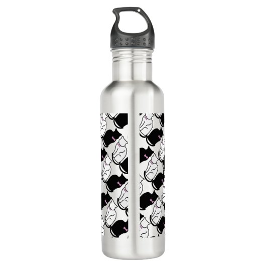 Zwarte en witte kat waterfles  (Achterkant)