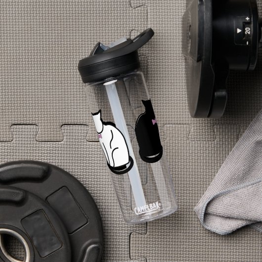 Zwarte en witte kat waterfles (Gym)