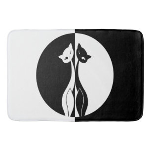 Zwarte en witte katten badmat