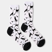 Zwarte en witte katten en vleermuizen patroon Hall Sokken (Rechts)