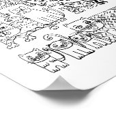 Zwarte en witte katten illustratie poster (Hoek)