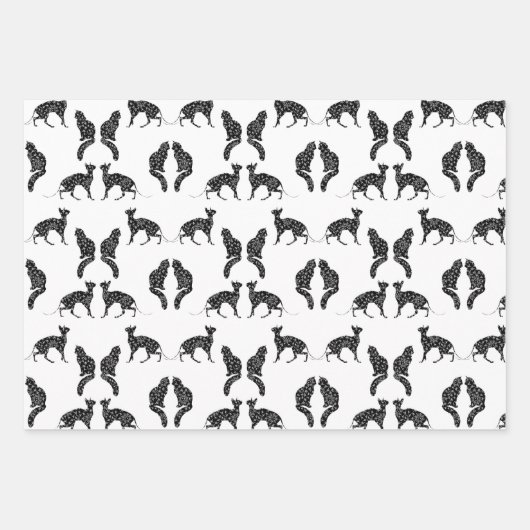 Zwarte en witte katten inpakpapier vel (Voorkant)