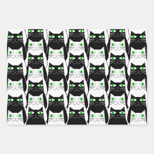 Zwarte en witte katten inpakpapier vel (Voorkant 3)