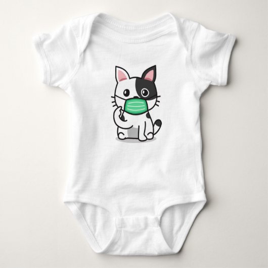 ZWARTE EN WITTE KATTEN MET EEN MASKBODYSUIT BABY ROMPER (Voorkant)