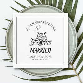 Zwarte en witte katten Moderne Eenvoudige bruiloft Servet