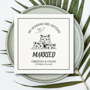 Zwarte en witte katten Moderne Eenvoudige bruiloft Servet