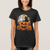 Zwarte en witte katten op een pompoen voor Hallowe T-shirt (Voorkant)