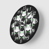 Zwarte en witte katten  oude print ronde klok (Hoek)