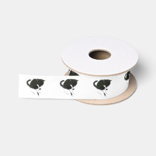 Zwarte en witte katten satijnen lint