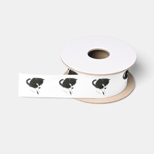Zwarte en witte katten satijnen lint (Spoel)