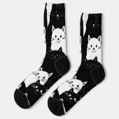 Zwarte en witte katten sokken (Links)