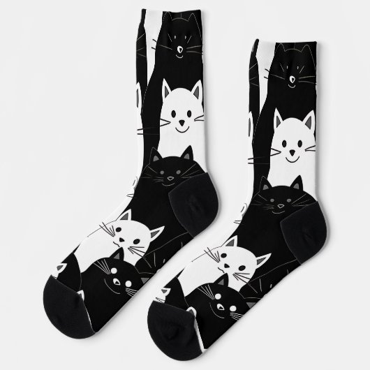 Zwarte en witte katten sokken (Links)