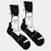 Zwarte en witte katten sokken (Rechts)