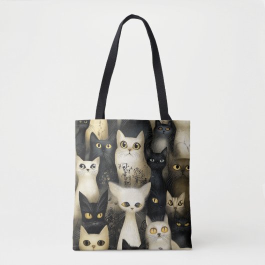 zwarte en witte katten tote bag (Voorkant)