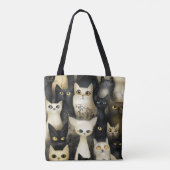 zwarte en witte katten tote bag (Achterkant)