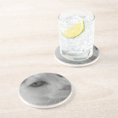 Zwarte en witte katten zandsteen onderzetter (Zijkant)