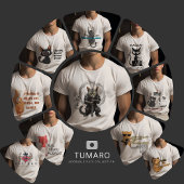 Zwarte en witte katten zijn therapeuten met snorha t-shirt