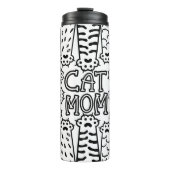 Zwarte en witte kattenmoeder met kattenpoten thermosbeker (Voorkant)