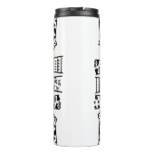 Zwarte en witte kattenmoeder met kattenpoten thermosbeker (Achterkant)