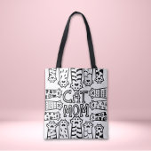 Zwarte en witte kattenmoeder met kattenpoten tote bag