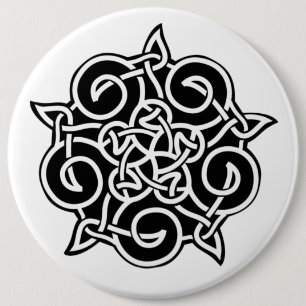 Zwarte en witte Keltische knoop Ronde Button 6,0 Cm