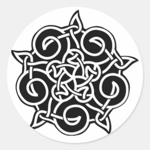Zwarte en witte Keltische knoop Ronde Sticker
