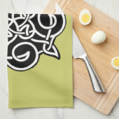 Zwarte en witte Keltische knoop Theedoek (Quarter Fold)