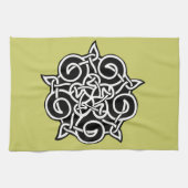 Zwarte en witte Keltische knoop Theedoek (Horizontaal)