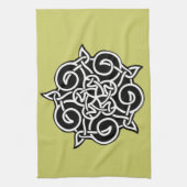 Zwarte en witte Keltische knoop Theedoek (Verticaal)