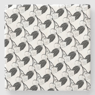 Zwarte en witte kersen stenen onderzetter