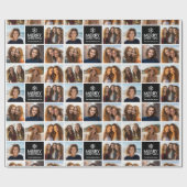 Zwarte en witte kerst 8 Foto Collage Cadeaupapier (Vlak)