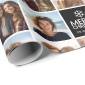 Zwarte en witte kerst 8 Foto Collage Cadeaupapier (Rol Hoek)