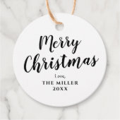 Zwarte en witte kerst bedankjes labels (Voorkant)