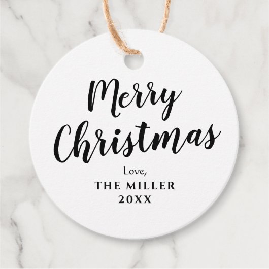 Zwarte en witte kerst bedankjes labels (Voorkant)