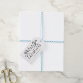 Zwarte en witte kerst cadeaulabel (Met Touw)