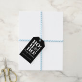 Zwarte en witte kerst cadeaulabel (Met Touw)