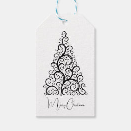 Zwarte en witte kerst cadeaulabel