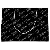 Zwarte en witte kerst elegante typografie groot cadeauzakje (Voorkant)