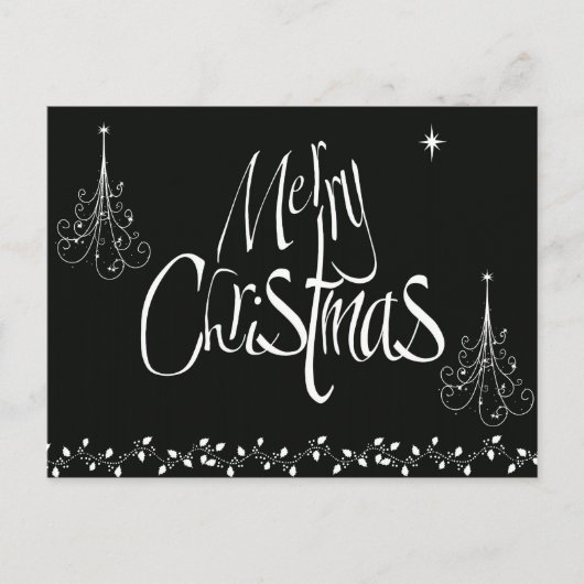 Zwarte en witte kerst feestdagenkaart (Voorkant)