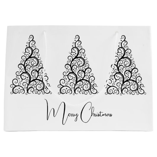 Zwarte en witte kerst groot cadeauzakje (Voorkant)