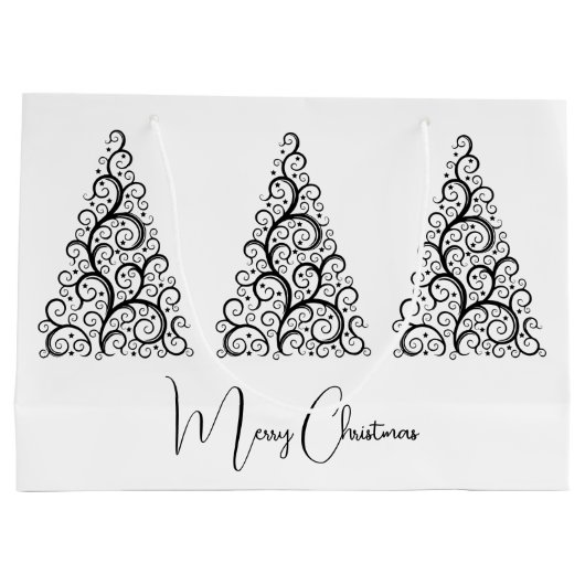 Zwarte en witte kerst groot cadeauzakje (Achterkant)