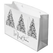 Zwarte en witte kerst groot cadeauzakje (Achterkant Gekanteld)