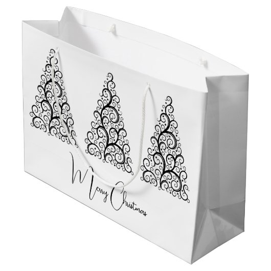 Zwarte en witte kerst groot cadeauzakje (Achterkant Gekanteld)
