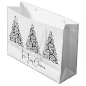 Zwarte en witte kerst groot cadeauzakje (Voorkant Gekanteld)