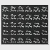 Zwarte en witte kerst-kalligrafie cadeaupapier (Vlak)