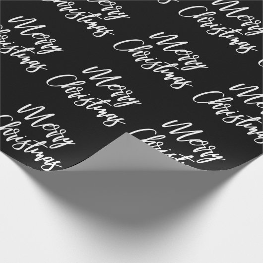 Zwarte en witte kerst-kalligrafie cadeaupapier (Hoek)