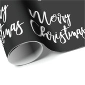 Zwarte en witte kerst-kalligrafie cadeaupapier (Rol Hoek)