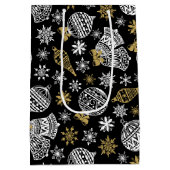 Zwarte en witte kerst medium cadeauzakje (Achterkant)