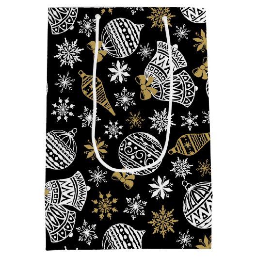 Zwarte en witte kerst medium cadeauzakje (Achterkant)