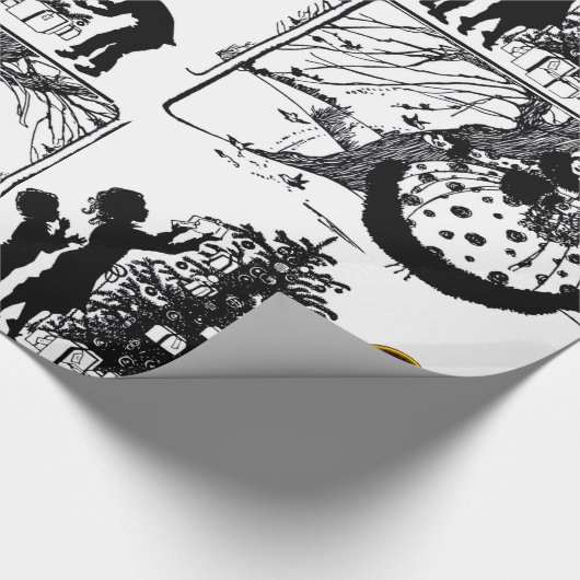 ZWARTE EN WITTE, kerst met edelstenen Cadeaupapier (Hoek)